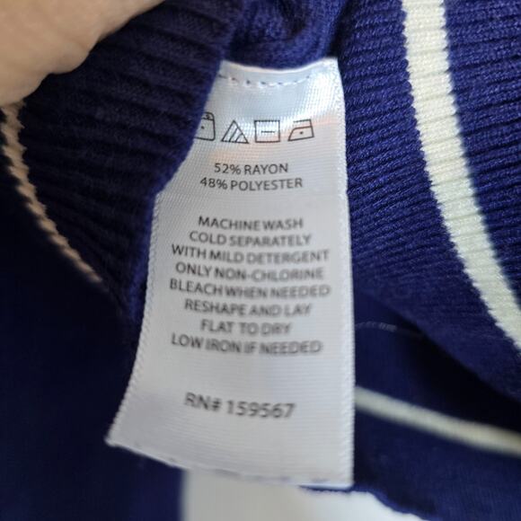 Willow Wind Crop Sweater Womens Size M Navy Polo Old Money Preppy Tenniscore - Picture 6 of 7